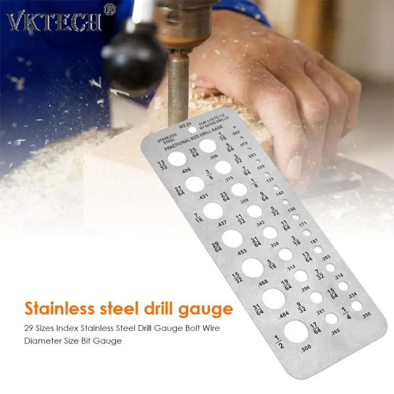 

29 Sizes Stainless Steel Drill Gauge Bolt Wire Diameter Size Bit Gauge Drill Bits Measurement Screw Gauge