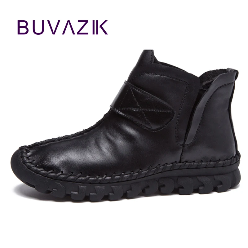 

2018 winter new hand-sewn women's genuine leather snow boots comfortable shoes for woman size 35-40