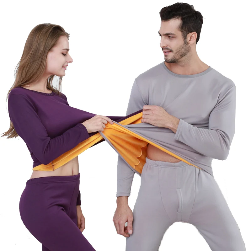 

Thermal Underwear Men Long Johns fleece Men Autumn Winter Shirt+pants 2 Piece Set Warm Thick Plus Velvet