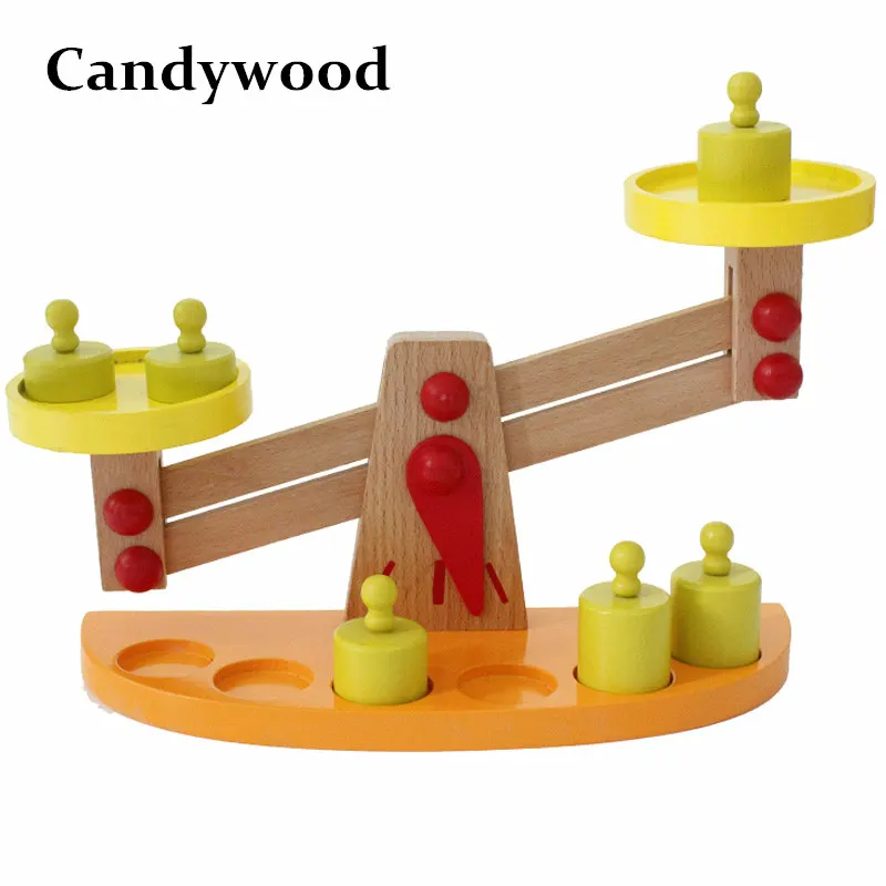 Candywood деревянный баланс луч весы Детские Монтессори раннего обучения