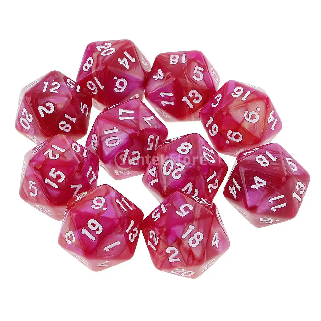 10 шт 20 сторонних игральных костей D20 многогранные игральные кости для подземелий и драконов настольные игры красный