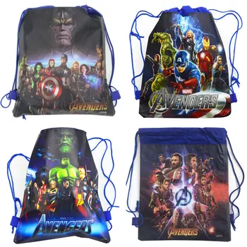 

baby shower non-woven fabric backpack birthday party favor avenger theme child boy school bag decoration cartoon drawstring bag