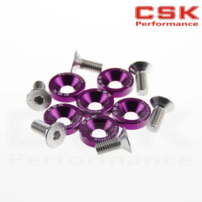 

6 PIECE M8 HEX FASTENERS FENDER WASHER BUMPER ENGINE CONCAVE SCREWS JDM purple