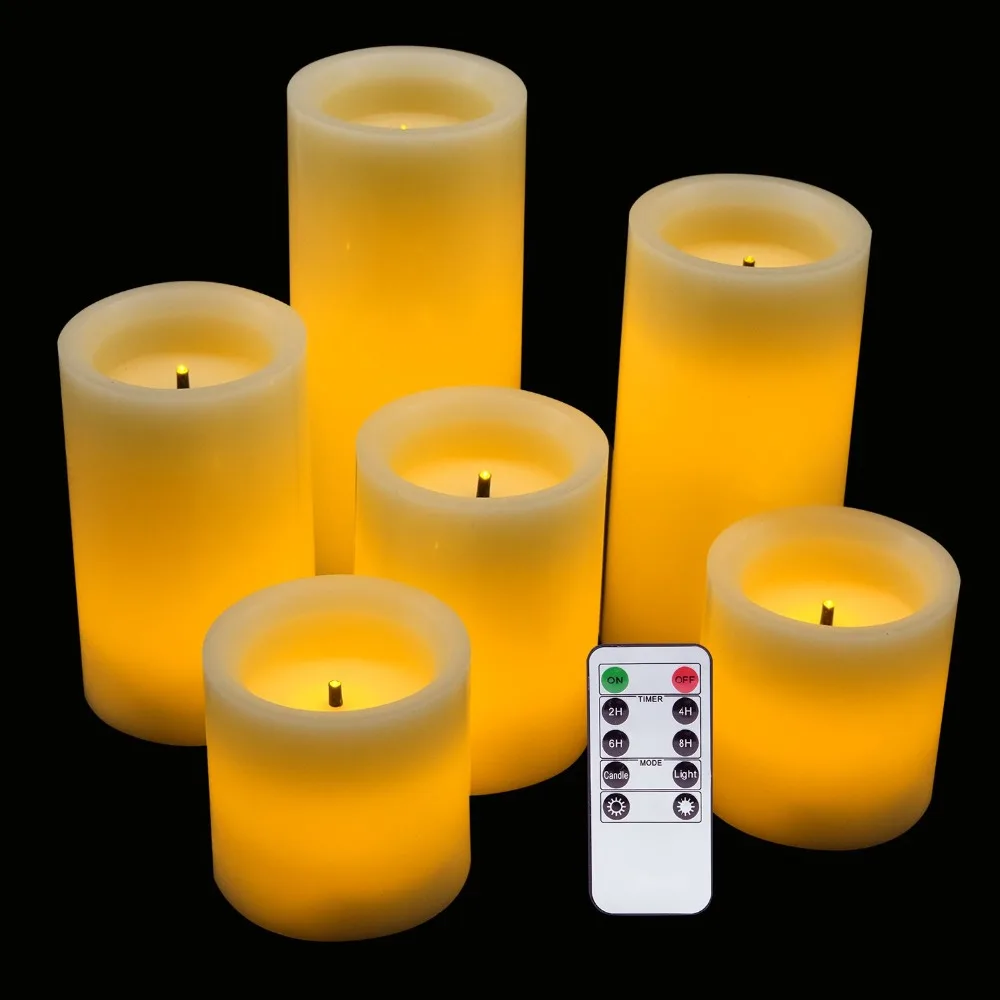 LED Flameless Flickering Candles Optical Fiber Wick with Remote and