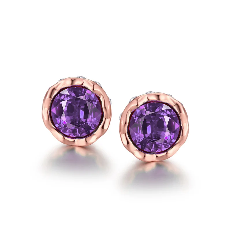 

Fashion jewelry Austrian Crystals Purple crystal rose gold Stud earrings for women E2164