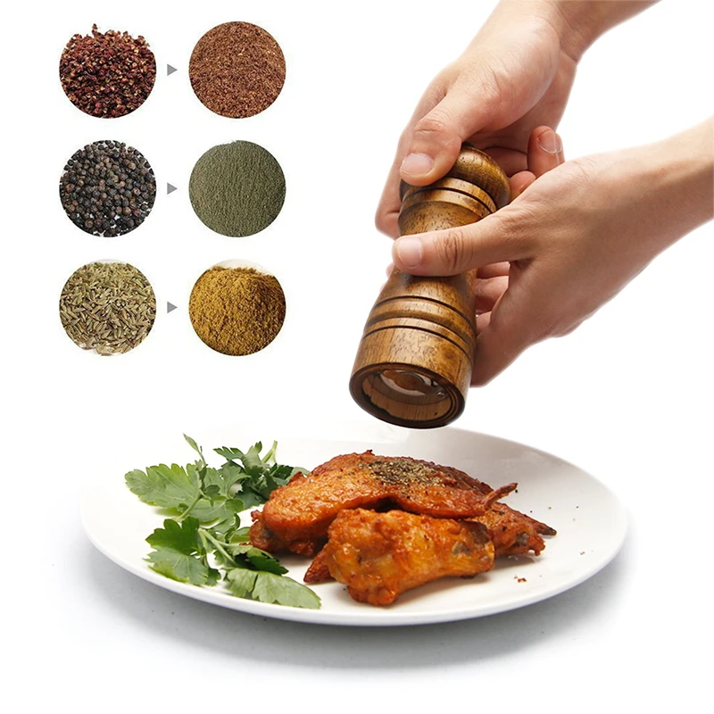 Wooden ABS Manual Salt Pepper Shakers Herb parsley mill grinder wood pepper Mill with Adjustable Ceramic Grinder Kitchen Gadget