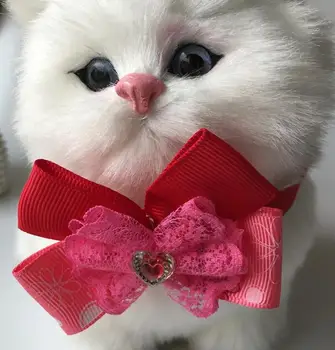 

50pcs/Lot Big sale Pet Dog puppy Cat Diamond Ribbon Bow Ties Neckties Bowknot party wedding Valentine Grooming Products LY1205