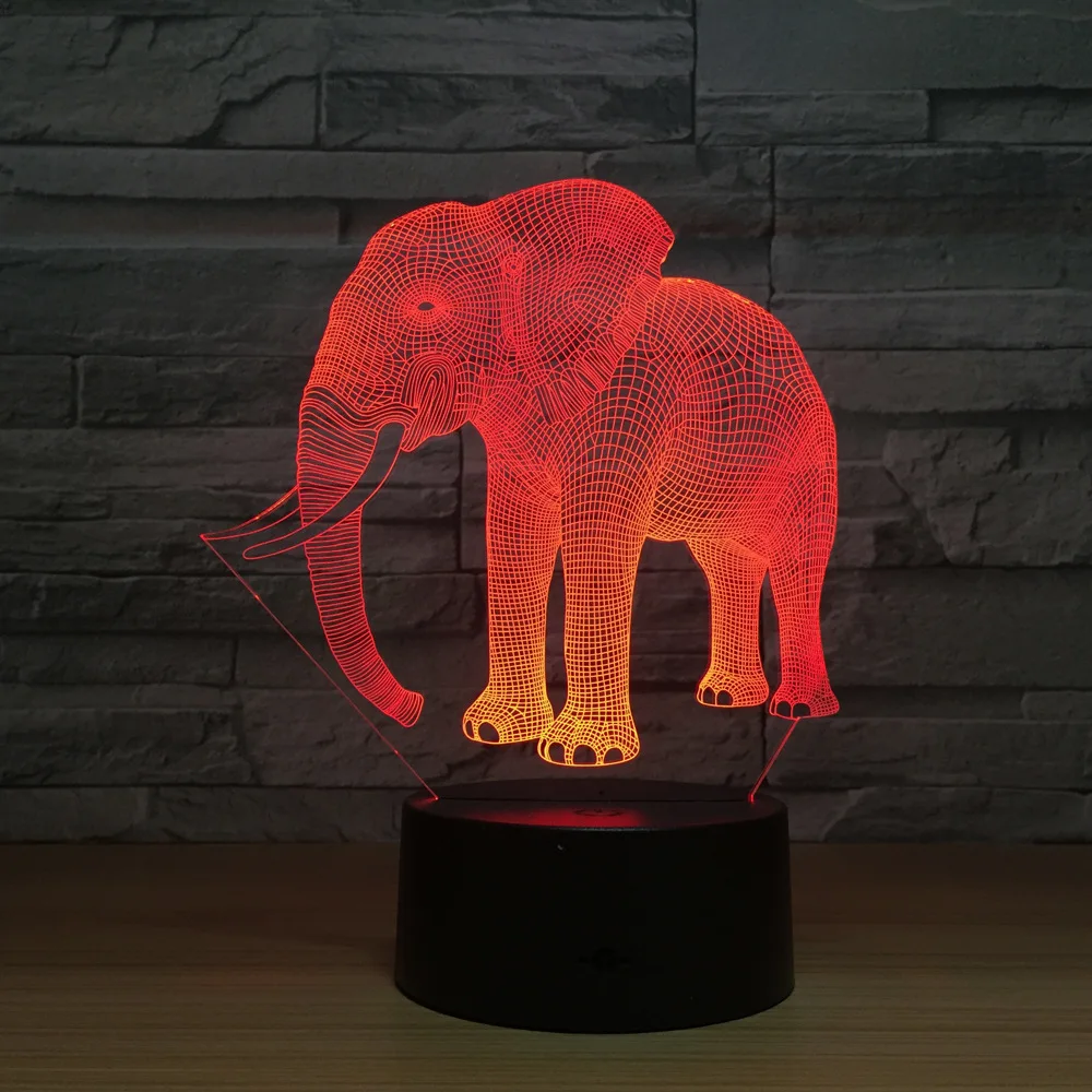  Birthday Gift Night Lights Ivory Elephant 3D LED Night Lights Novelty LED Animal Lamp 7 Colorful Ch - 32858681288