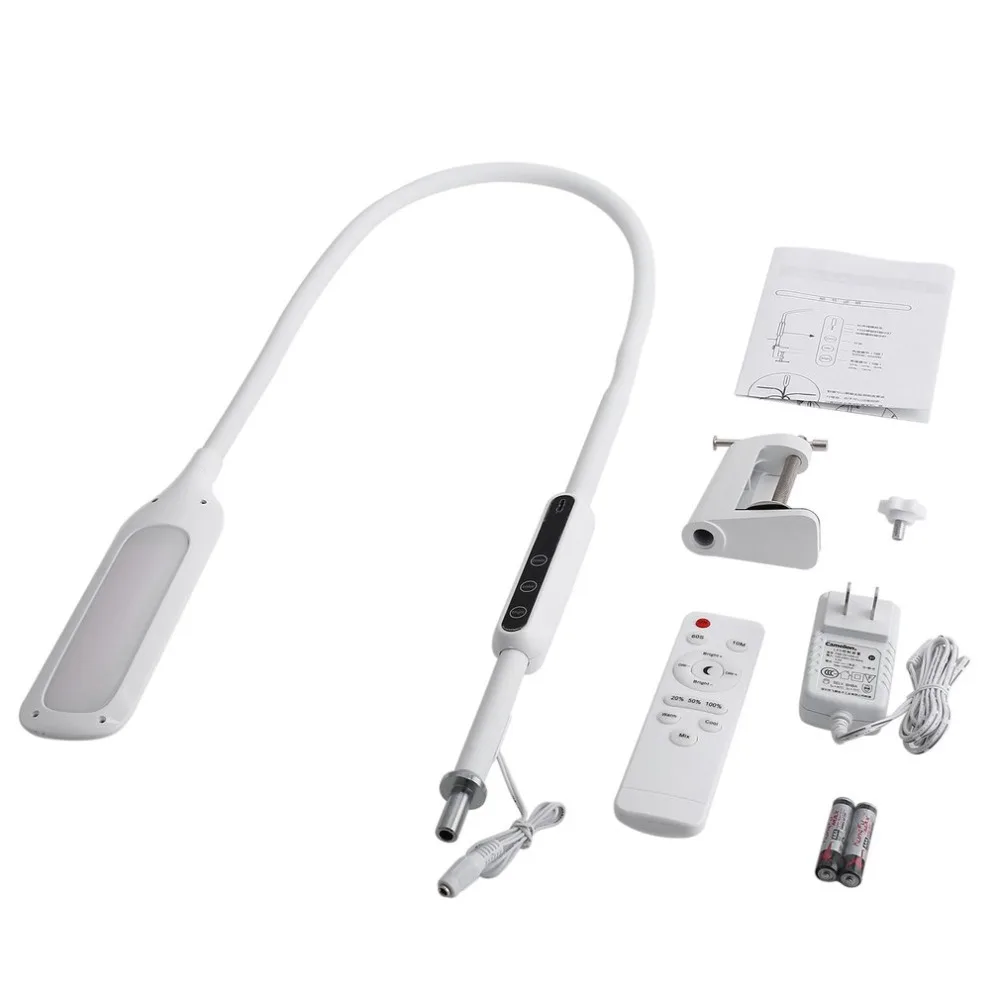 

Gooseneck Adjustable Lighting Angle LED 100-240V Desk Lamp Table Light Mount Clamp Remote Control Children Book Reading Bedroom