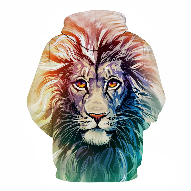  New Style Hiphop Hoodies Sweatshirts Animal Colorful Lion 3D Printed Cool Hoodie Women Hooded Woman