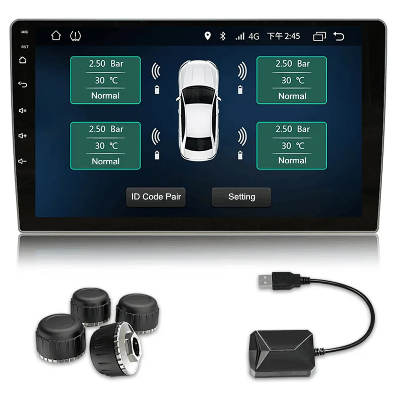 USB автомобильная система давления в шинах внешний TPMS для автомобиля DVD Радио дисплей Температура и давление с высокой точностью