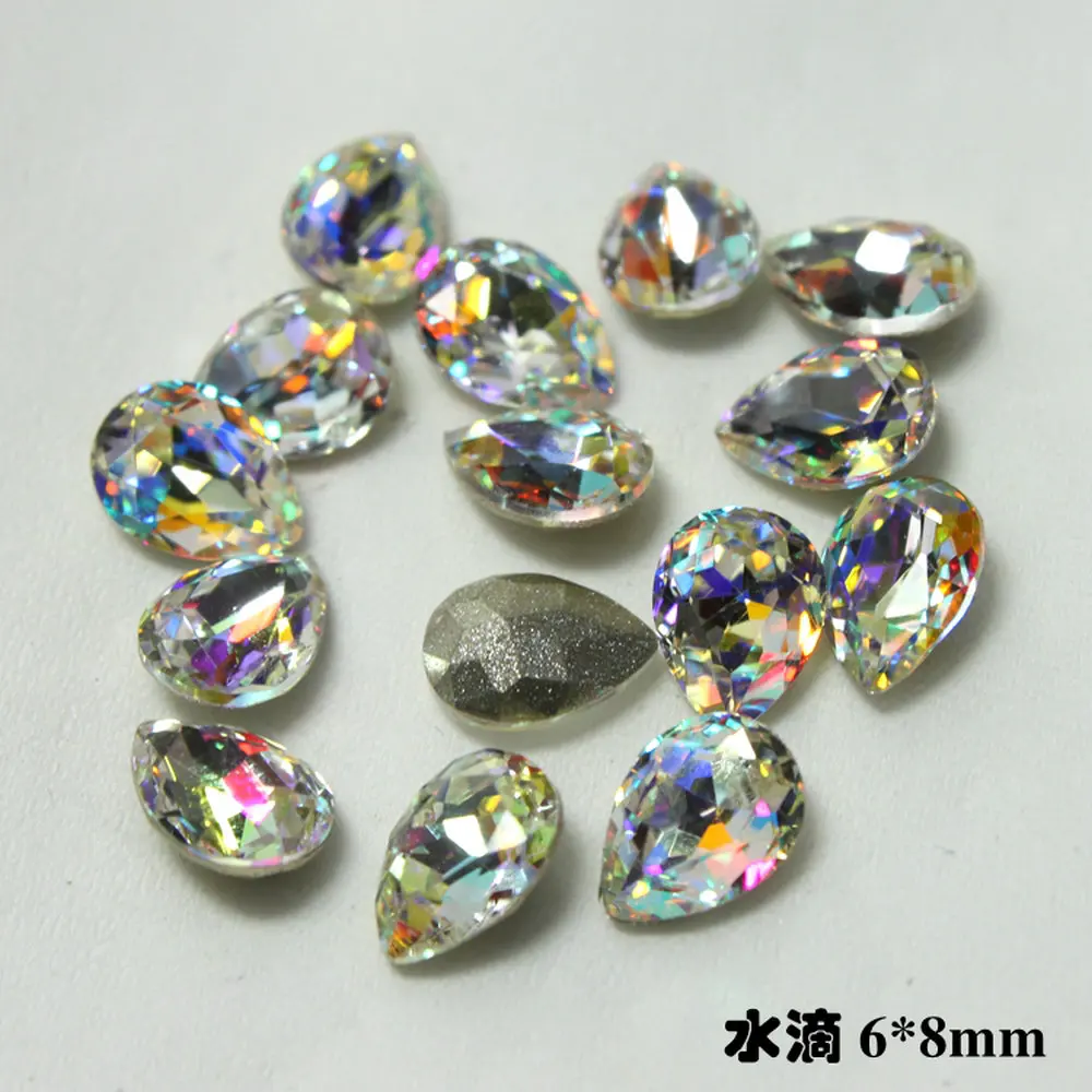 

2018 New 10 Pcs/lot Charming Rhinestone Diamond Gems AB Crystal Nail Art Diamond WaterDrop Nail Rhinestone DIY Nail Decoration