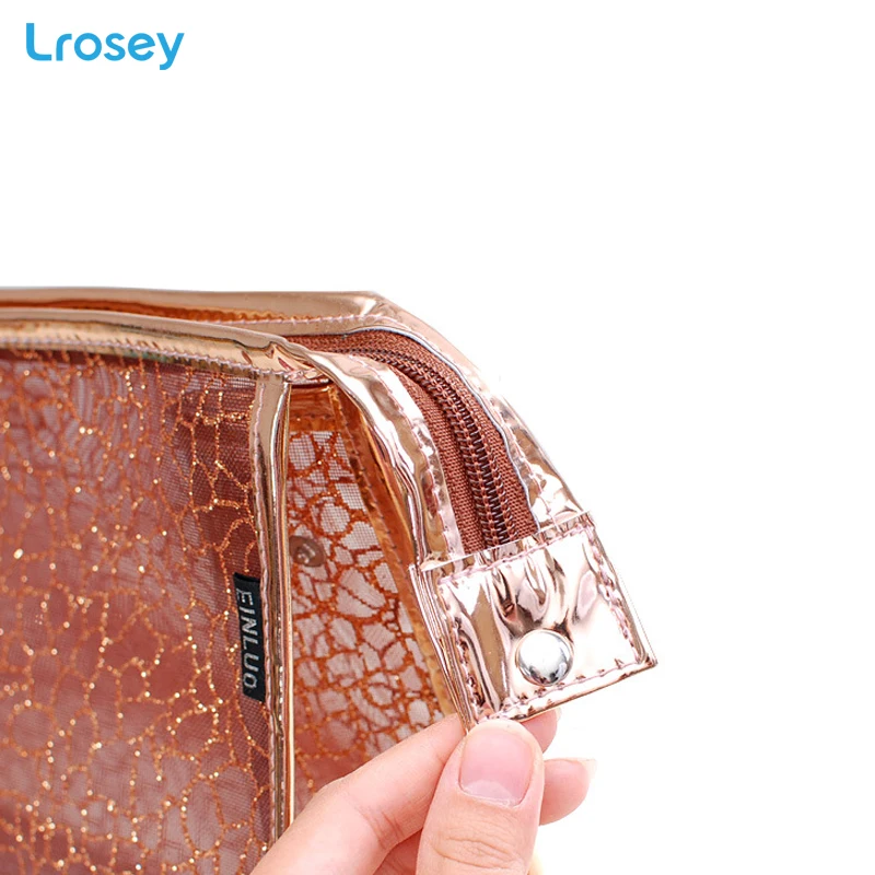 Shining Lace Makeup Organizers New transparent waterproof wash bag ladies PVC Cosmetic storage bags handbag travel cosmetic bag