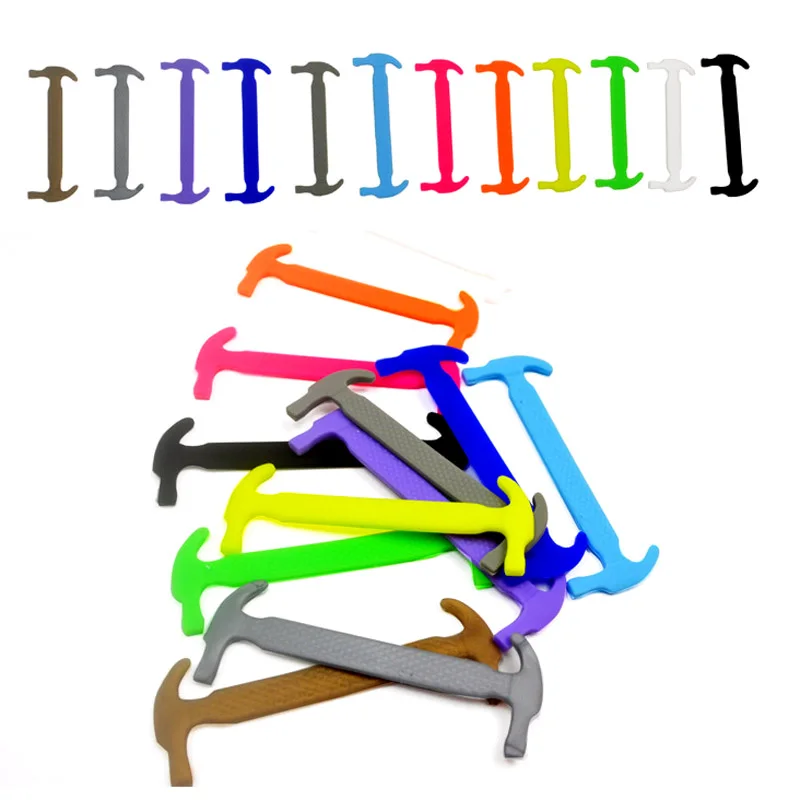 JUP1 Set/12 Roots Adult Child Multicolor Shoelace Flat Square Head Bracelet Canva Leisure Silicone Elastic Laces Shoelace Buckle