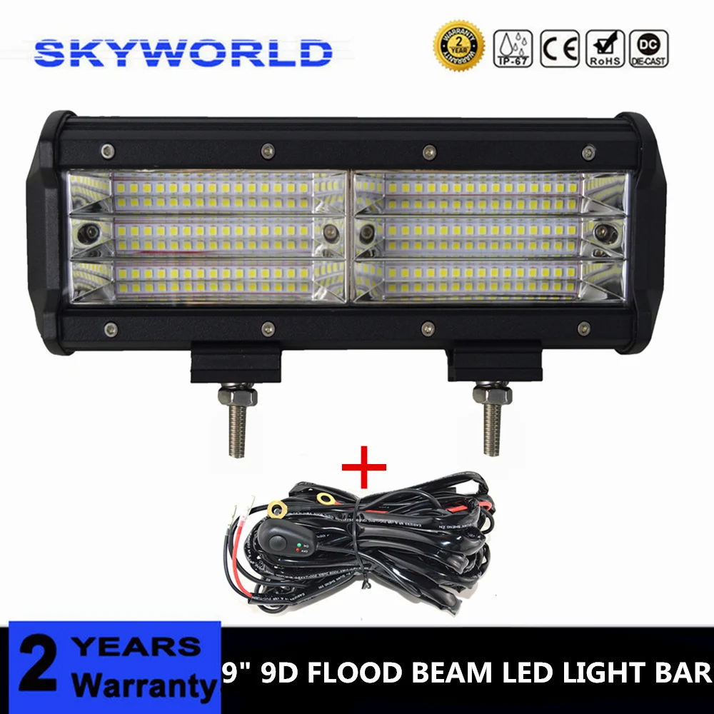 

9inch 9D 270W Quad Row Led Work Light Bar For Ford Raptor F-250 Pickup Truck Offroad 9" Flood Beam Adjustable Bracket SUV 4WD