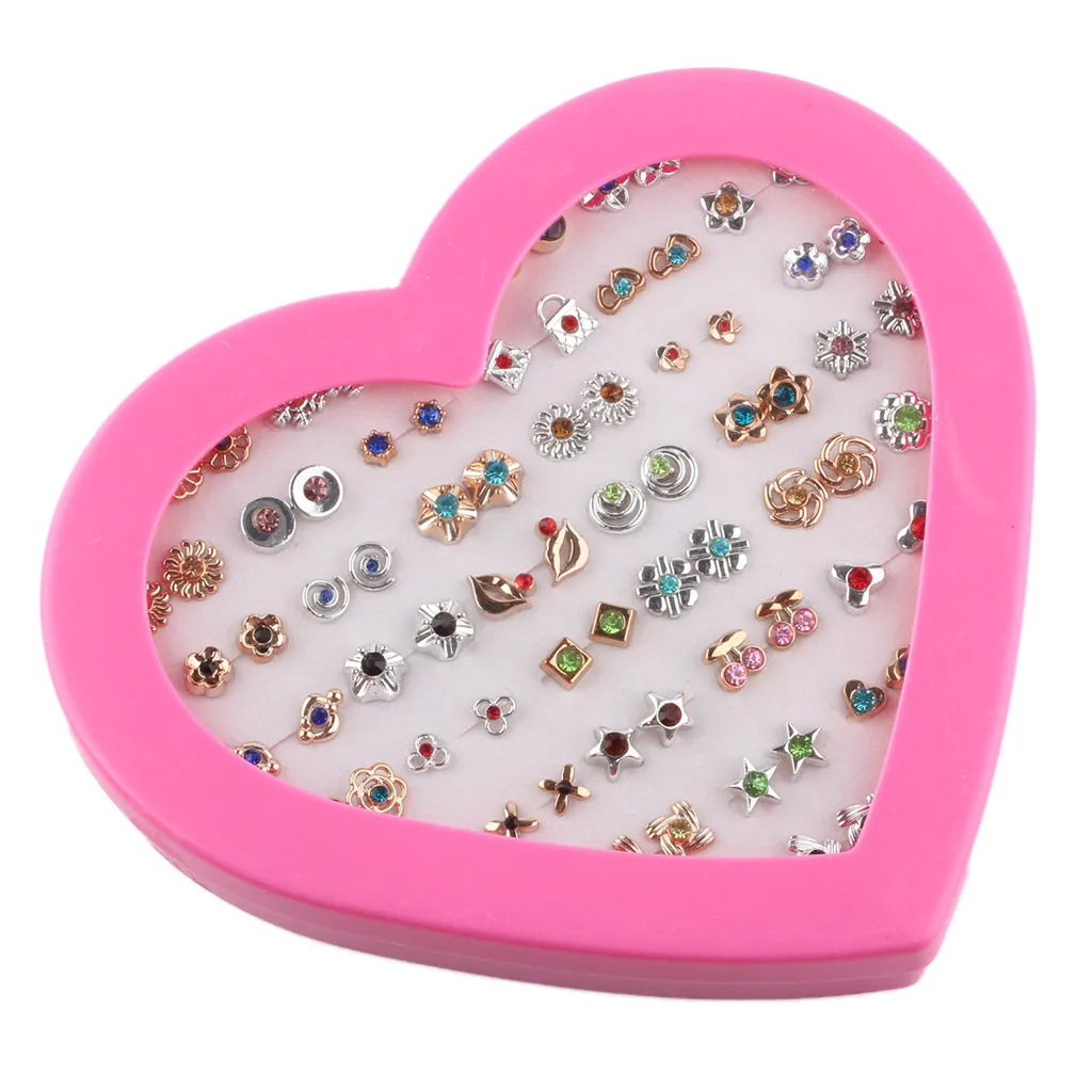 

Zerotime #H5 2019 FASHION Women Gold Silver Color 36 Pairs Of Stud Earrings Child Heart Key Flower Earring Brincos Free Shipping