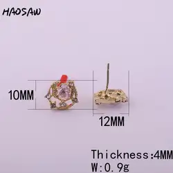 HAOSAW 10*12 мм 6 шт./лот Форма Луны/большой горный хрусталь/серьги-гвоздики поставщик/ювелирные изделия часть/аксессуары часть/ювелирные