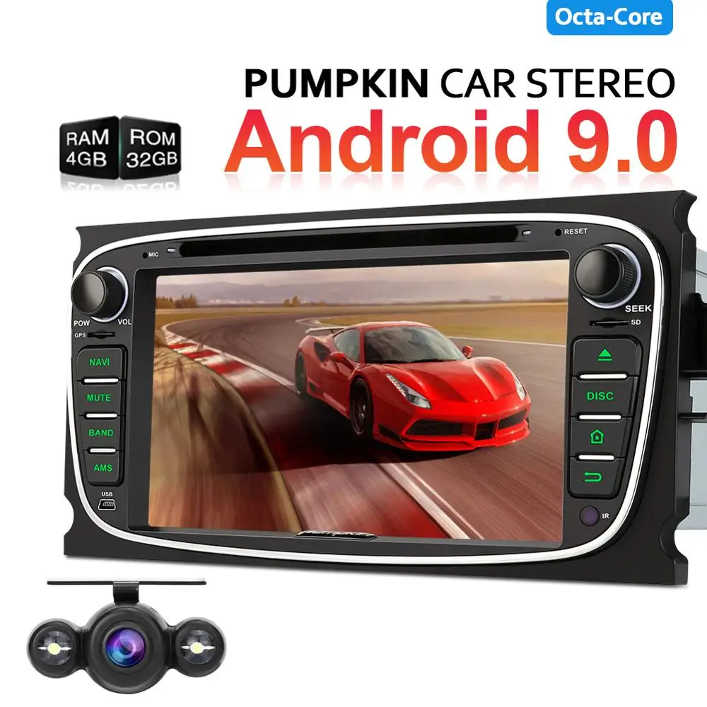 Pumpkin2 Din 7&quotAndroid 9.0 Car DVD Player GPS Navigation Qcta-Core 4G RAM Stereo For Ford Focus/Mondeo Wifi OBD2 Headunit | Автомобили