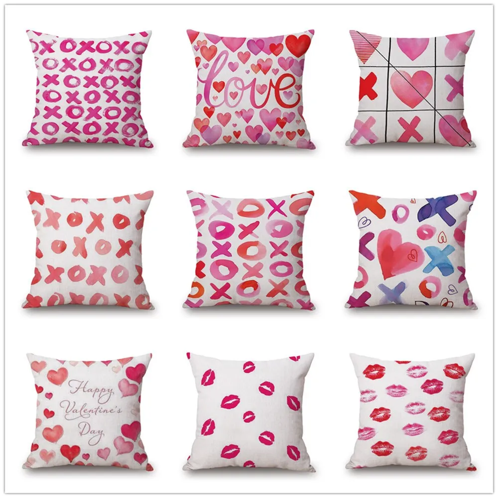 Happy Valentine's Day Throw Pillow Case Sweet Love Square Cushion Cover