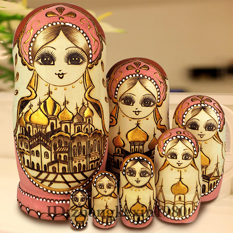 Ultnice Lot de 7 poupées russes en bois pour enfants 