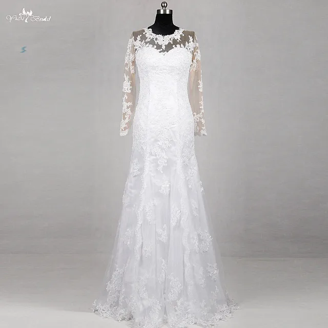 Wedding Dresses with Long Sleeves No Train