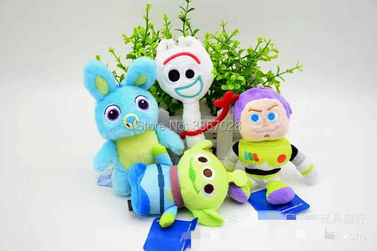 

2019 Movie new Story Forky blue Bunny Alien Buzz Lightyear stuffed plush toy doll keyring keychain clip 12cm