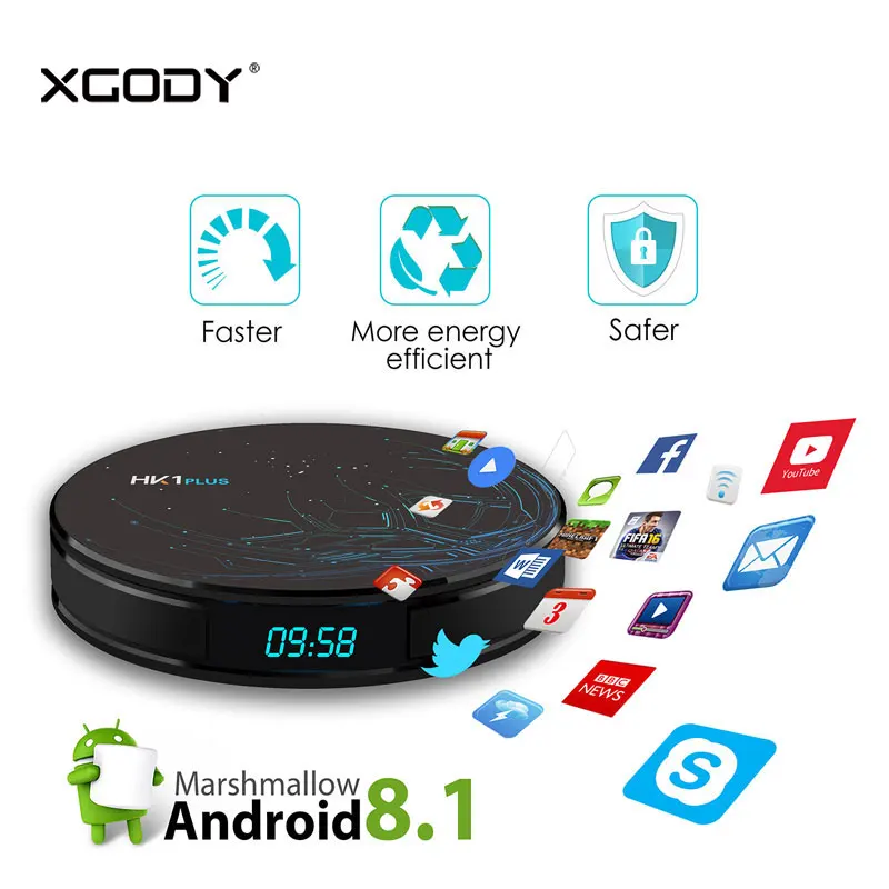 XGODY HK1 плюс Смарт ТВ приставка Android 8 1 Wifi ram 2 ГБ/4 Гб rom 16 Гб/32 ГБ/64 Amlogic HDMI сетевой
