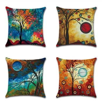 

Abstract Oil Painting Style Tree Cushion Cover Home Decorative Square Throw Pillow Cover Case Plant Capa De Almofadas45*45cm