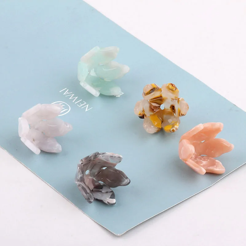 

Free Shipping 15pcs 19*25MM 3D Acetic Acid acrylic Jewelry Flower Caps Charms Fit Fashion jewelry Earring Ornament Accessories