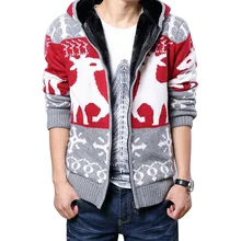 Мода хороший зимний кардиган свитер пальто мужские модные свитера с принтом утолщенный Рождественский вязаный джемпер Лось мужские пальто Размер 3XL