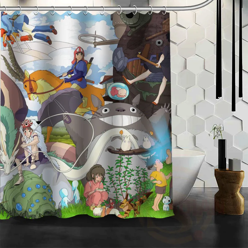

Anime Japan Decorative Fabric Shower Curtain Set Non-Slip Bathroom Totoro Mats Home Room Cartoon Doormat Persent Children