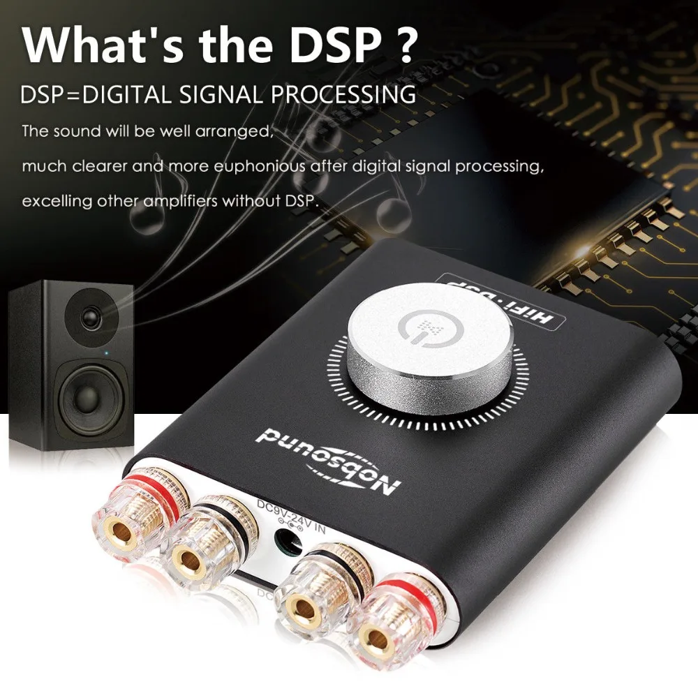 Douk аудио HiFi NS-20G Мини Bluetooth 4,2 TPA3116 цифровой усилитель мощности Hifi DSP стерео усилитель для наушников 100 Вт+ 100 Вт с адаптером