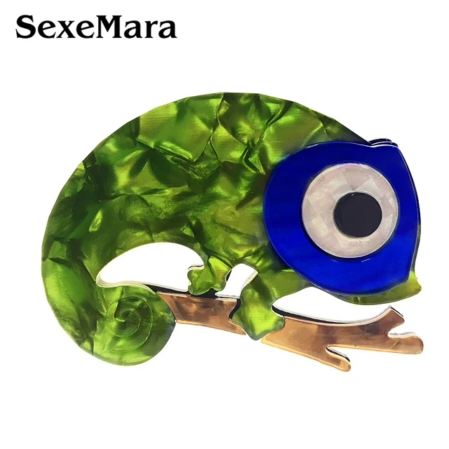 

SexeMara Fashion Acrylic Chameleon Brooch for Women Cute Resin Lizard Gecko Animal Brooch Pin Clothe Hat Jewelry