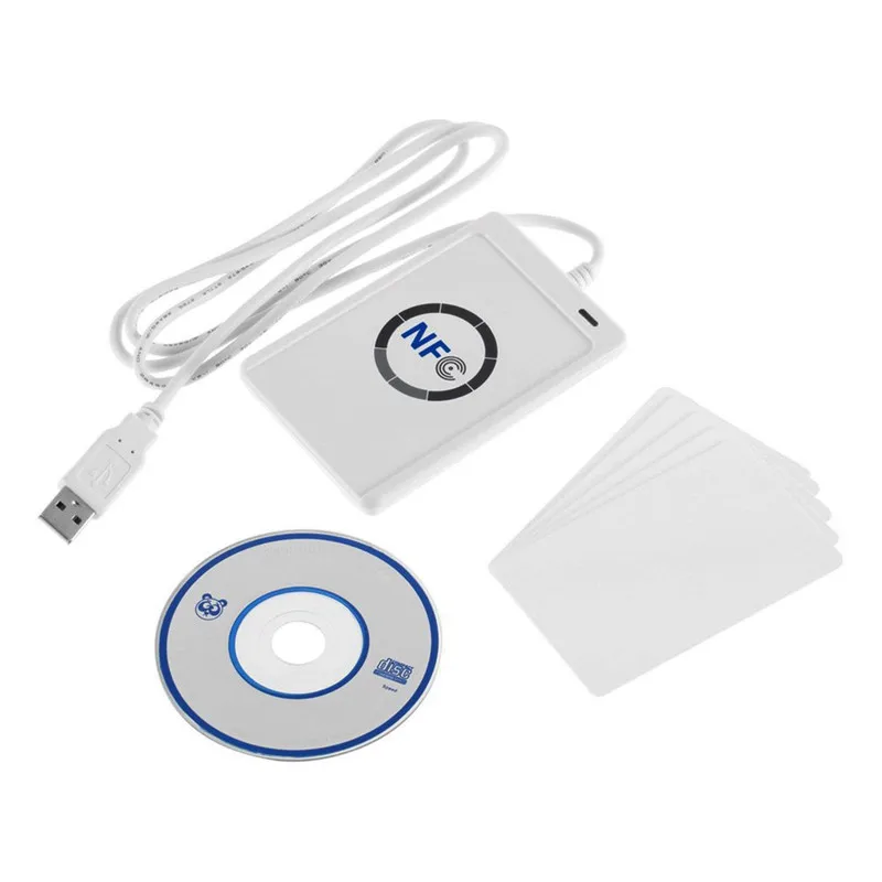 

NFC RFID Smart Card Reader USB ACR122U NFC RFID Smart Card Reader Writer For all 4 types of NFC (ISO/IEC18092) Tags+5pcs M1 Card