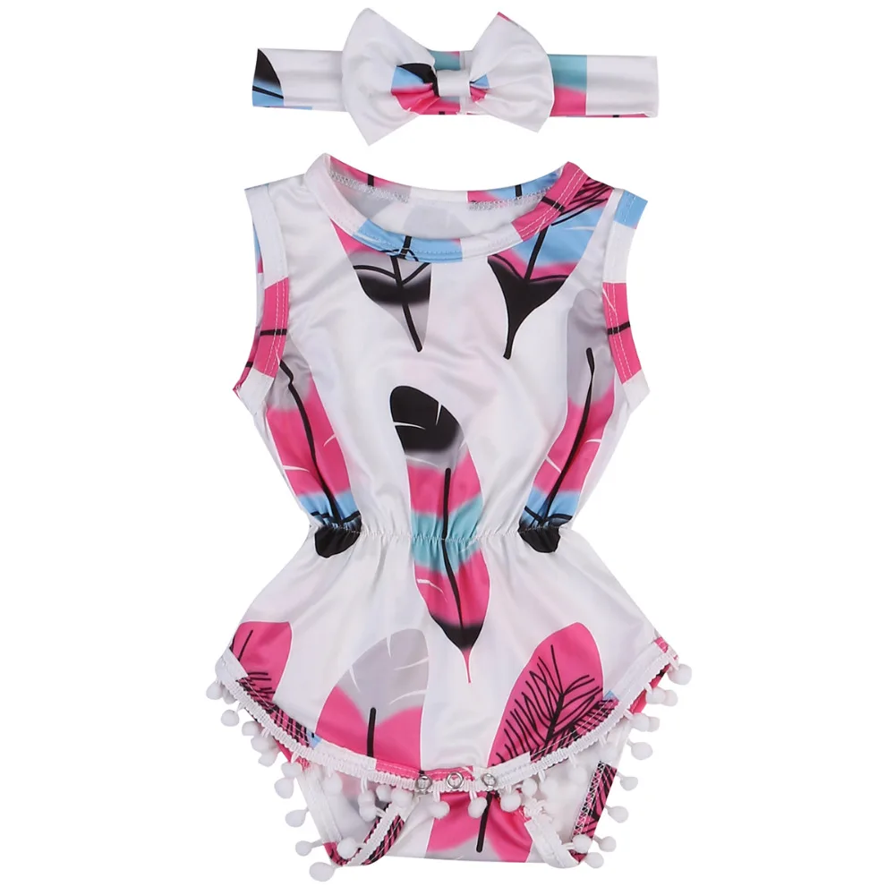 

Pudcoco 0-24M Newborn Baby Girls Romper Cute Bebes Body Clothes Jumpsuit Outfit Feather Flower Clothes Set