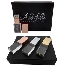 USB 3.0 transparent Acrylic Crystal flash drive custom 3D company gift logo (Over 20 pcs.free logo on the usb and box)