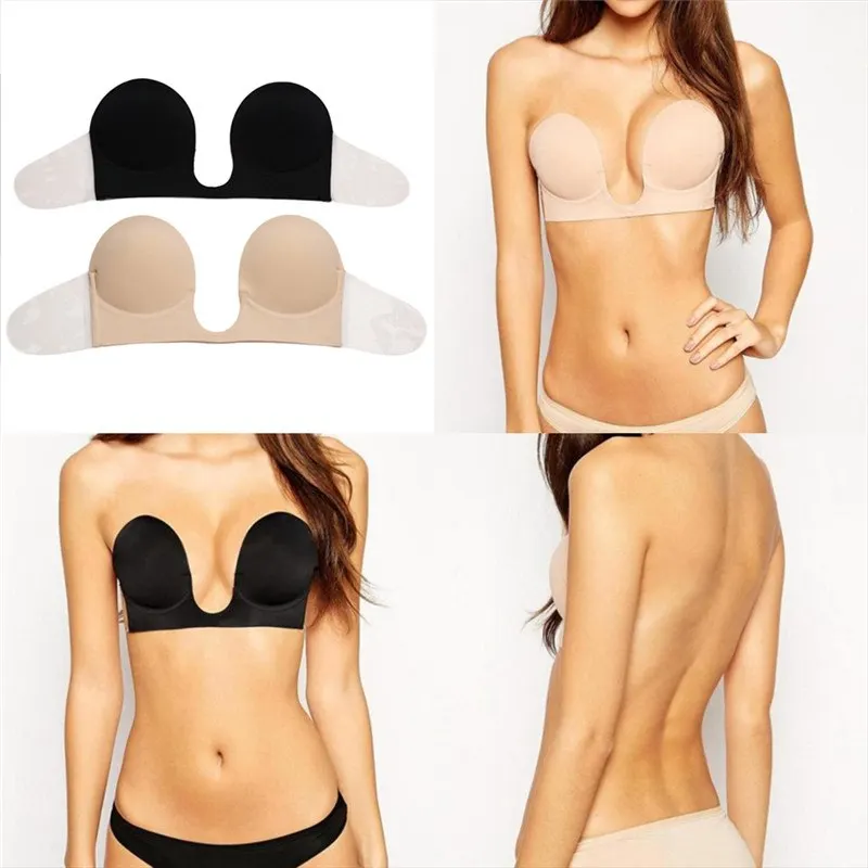 Strapless Backless Sticky Backless Bra Push Up Silicone Gel Invisible Bra U Shape Self-adhesive Stick On