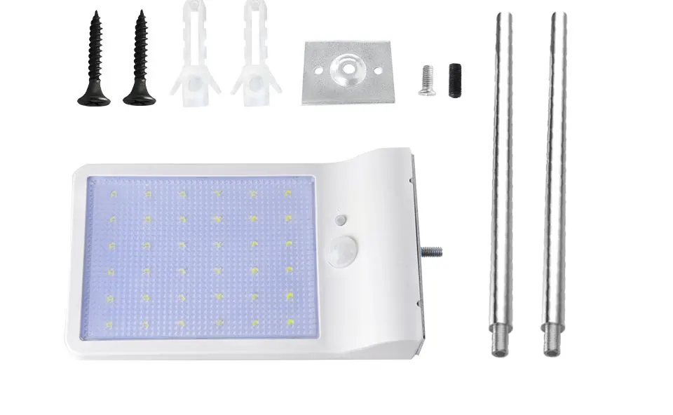 LED Solar Light Outdoor Motion Sensor 36 LEDs IP65 WhiteBlack Solar Wall Lamp for Garden Street Light With Mounting Pole Or Not (17)