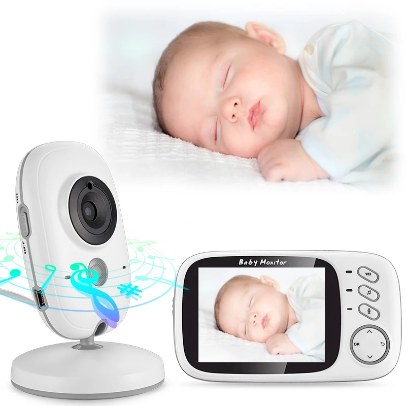 

babykam baba eletronica com camera vision noturna com audio 3.2 inch TFT LCD Baby Intercom Temperature Monitor 8 Lullabies VOX