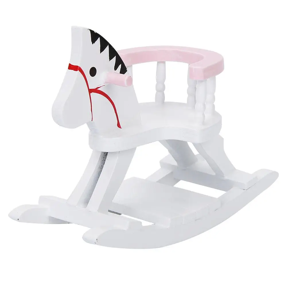 

Miniature Wooden Horse Chair Mini Trojan Horse for 1:12 Dollhouse Accessory Furniture Cartoon Model Furniture Doll House Toy