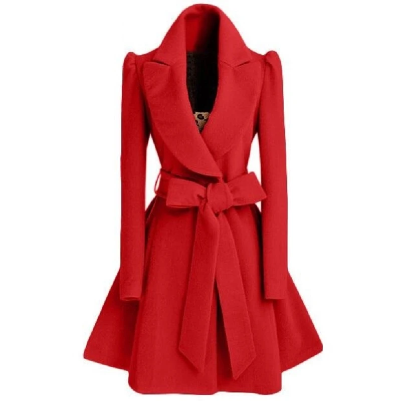 Chaquetas para mujer 2017 Moda Sólido la Alta Calidad de Las Mujeres Abrigos Invierno Lindo Del Bowknot Caliente Del Invierno Abrigos Lana Roja Abrigo Cinturón z5|warm overcoat|coat cutecoat fashion -