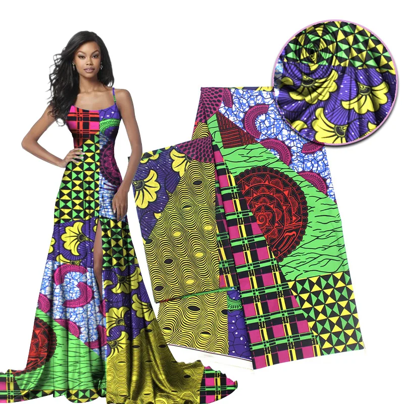 Африканская атласная ткань новейший дизайн ИМИТИРОВАННАЯ шелковая ткань для женщин платье нигерийская атласная ткань 4+ 2 ярдов S180613