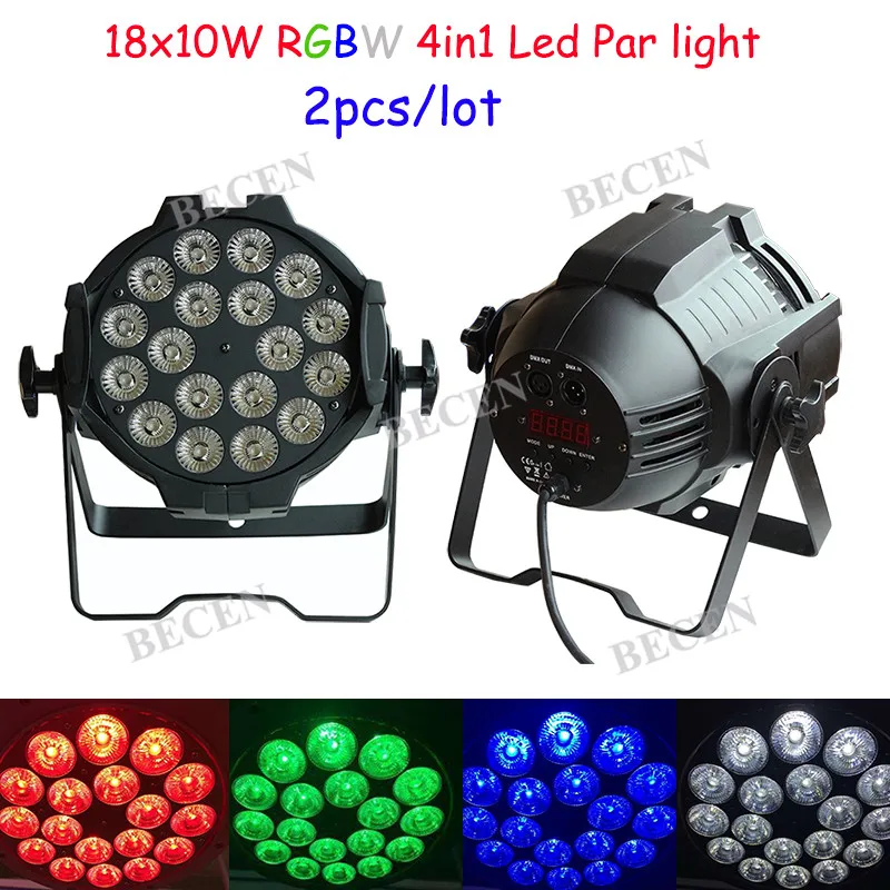 2 шт. LED PAR 18x10 Вт RGBW 4in1 сцены DMX LED диско номинальной светлый деним эффект PAR64 Quad номинальной dj Освещение эффект