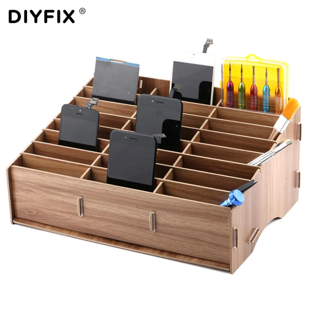 DIYFIX коробка для ремонта мобильных телефонов деревянная коробка для хранения материнская плата для мобильного телефона ЖК-экран коробка для хранения Ferramentas аксессуары
