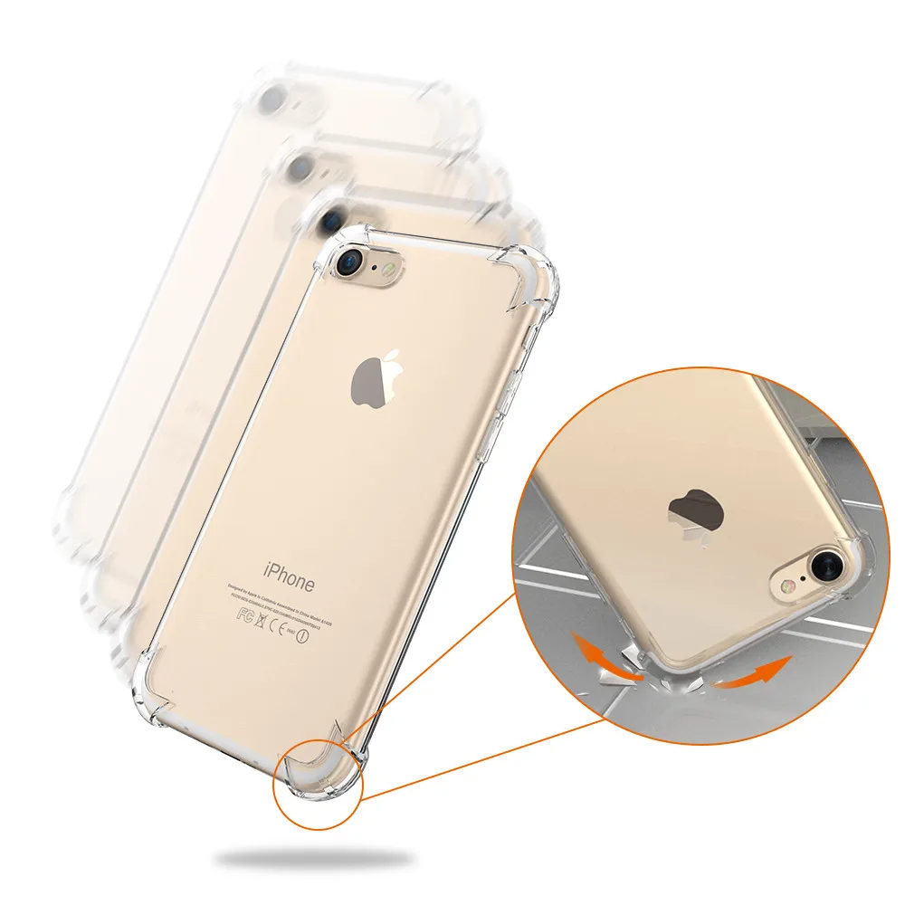 For iPhone 7 6 /Plus Drop Resistant Clear Crystal Phone Cases For iPhone 7 Case 7 Plus 6 6s /6 Plus Anti Knock Transparent Cover