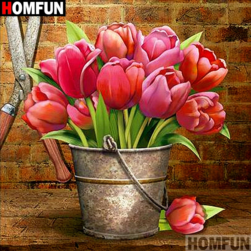

HOMFUN Full Square/Round Drill 5D DIY Diamond Painting "flower" Embroidery Cross Stitch 5D Home Decor A08171