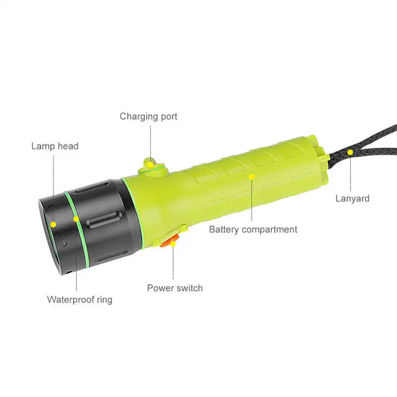 Outdoor Underwater fanatic Diving torch flashlight t6 powerful led flashlight waterproof lanterna led recarregavel #4S10 (4)