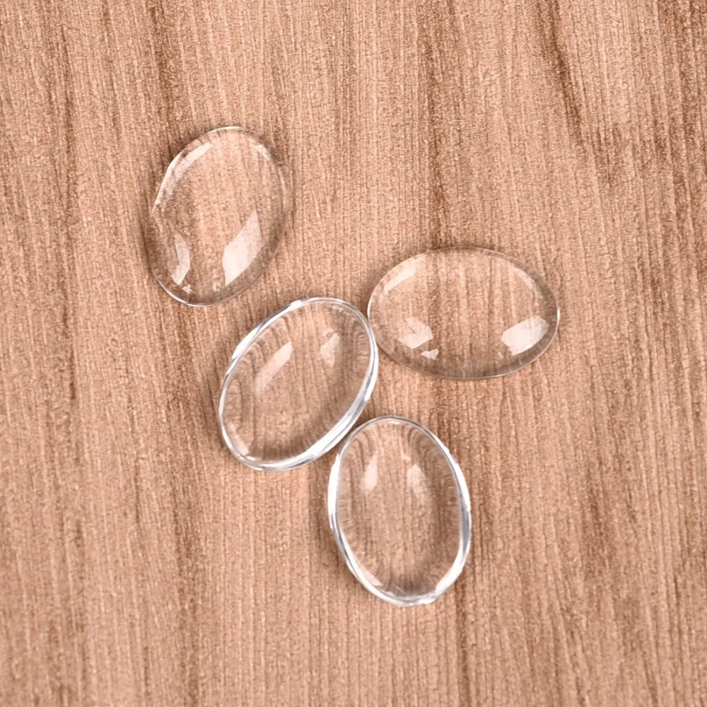 10x14mm Oval Cabochons Transparent Glass Clear Flat Back (3)