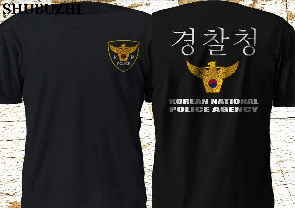 

New Korean National Police Agency Knpa Army South Korea Black 100% Cotton Men cotton Summer Cheap Sale Pre-Cotton Men'S T Shirt