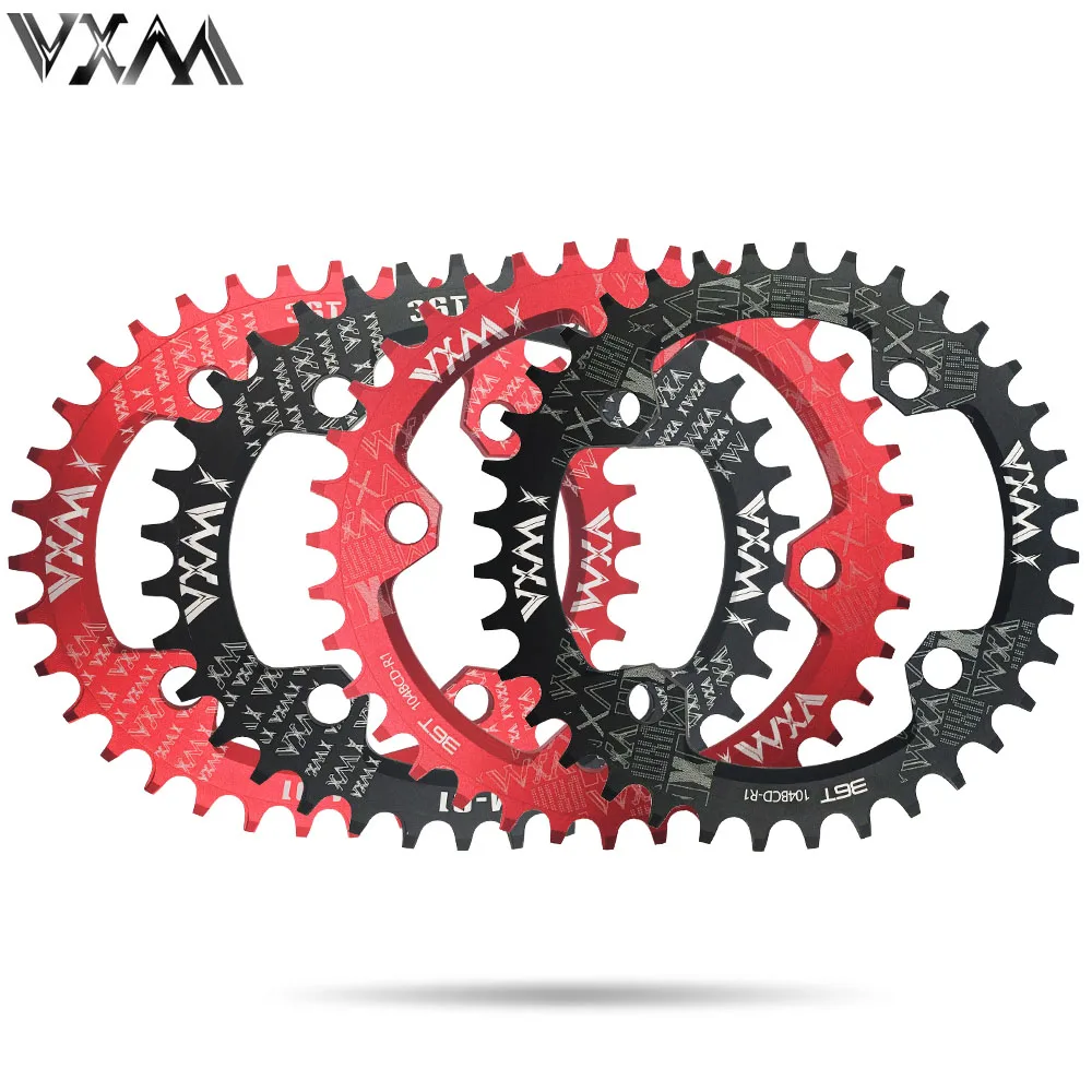 

VXM Bicycle Crank Round Oval 104BCD 32T/34T/36T/38T Chainring Narrow Wide Ultralight MTB Bike Chainwheel Circle Crankset Plate